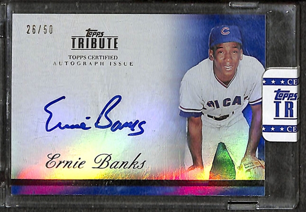 Ernie Banks, Pete Rose, & Ozzie Smith Autograph Cards